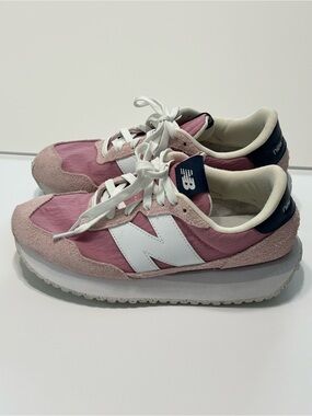 New Balance 237 Pink Suede Low Top Running Sneakers Women's 9